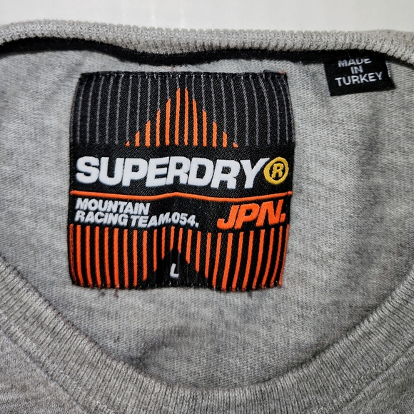 Superdry The Orange Label Tee Co Mens L Gray Crew Neck T Shirt Short Sleeve EUC - Picture 3 of 11